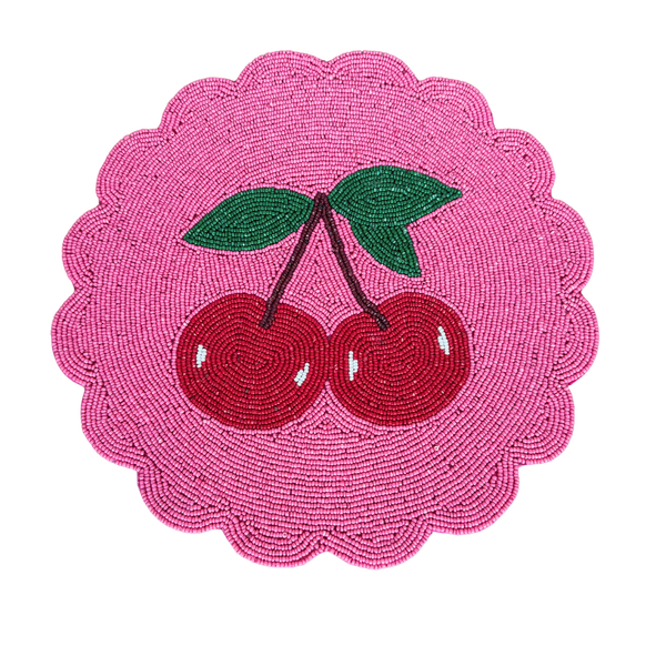 Cherries Beaded Scalloped Mat