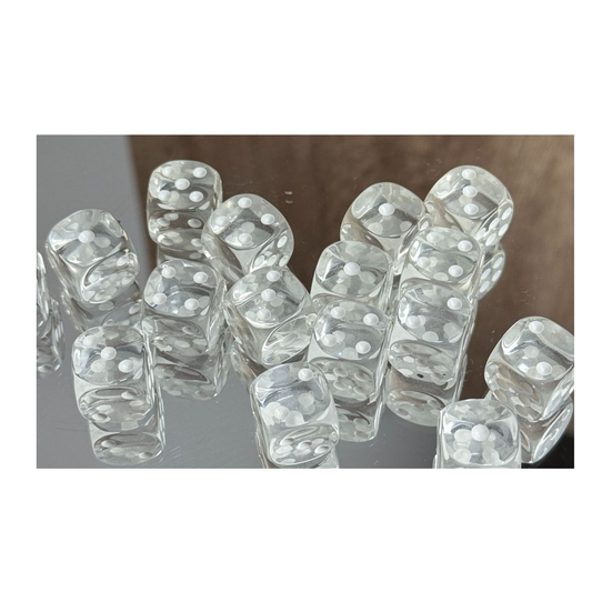 16mm Clear Mahjong Dice Pair with Lucky Sparrow