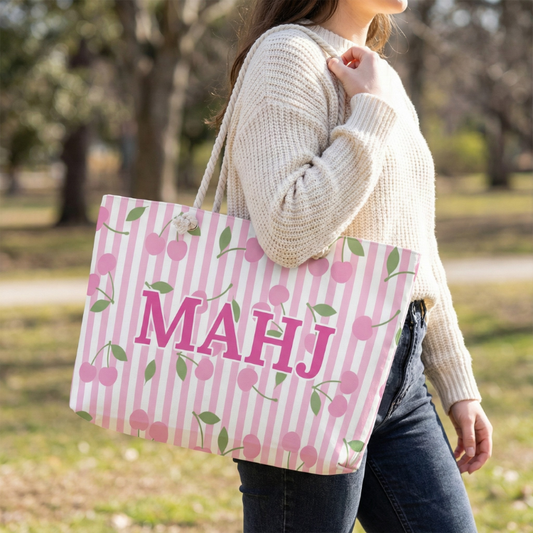 Cherries Mahj Mahjong Oversized Weekender Bag - Printed