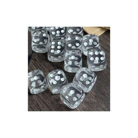 16mm Clear Mahjong Dice Pair with Lucky Sparrow