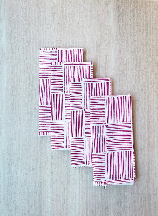 Dinner Napkins (set of 4) - Striped, Berry by Mended