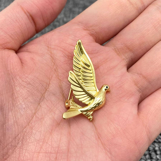 Matte Gold Plating Peace Dove Brooch