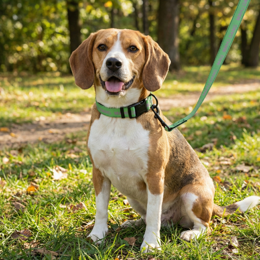 Mahj Dahg Pink and Green Pet Collar & Leash - Mahjong Pet
