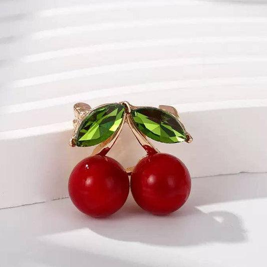 Cherry Alloy Rhinestone Brooch