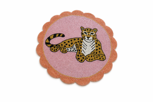 Leopard Beaded Mat 15 Inch - March Shipment