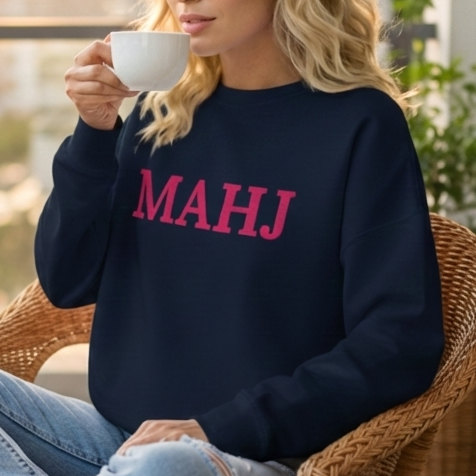 Embroidered Mahj Women’s Organic Crew Neck Sweatshirt