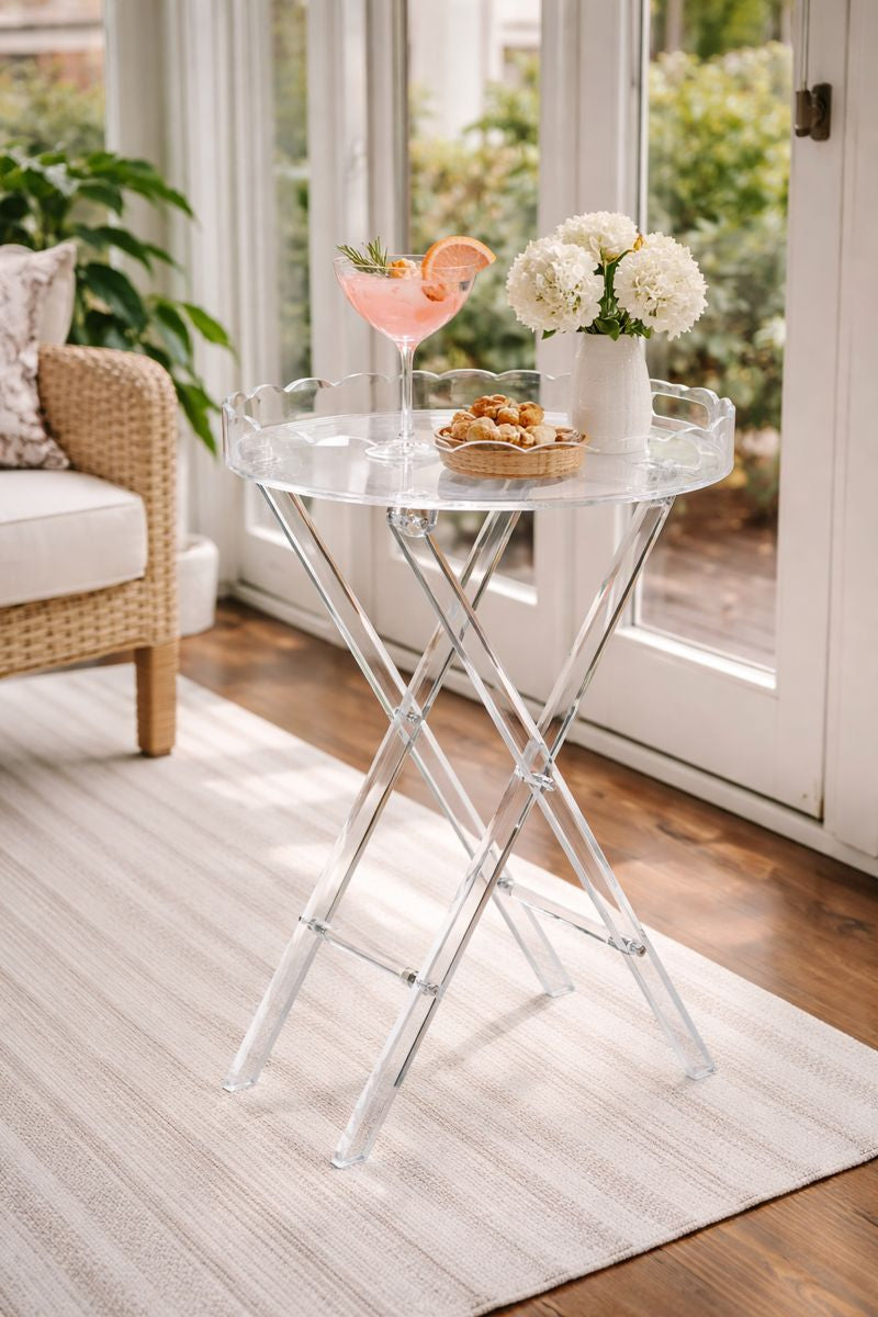 THE MM Scalloped Acrylic Side Table -Foldable