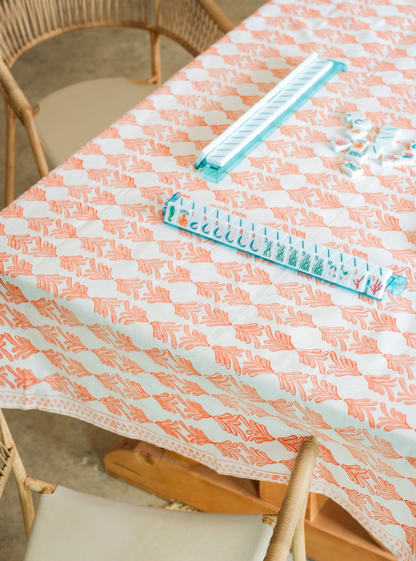 Mended - Table Throw - Palmetto, Orange & Melon
