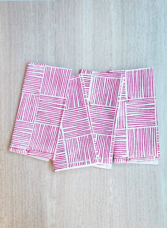Dinner Napkins (set of 4) - Striped, Berry by Mended